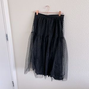 Black Polka Dot Long Tulle Skirt